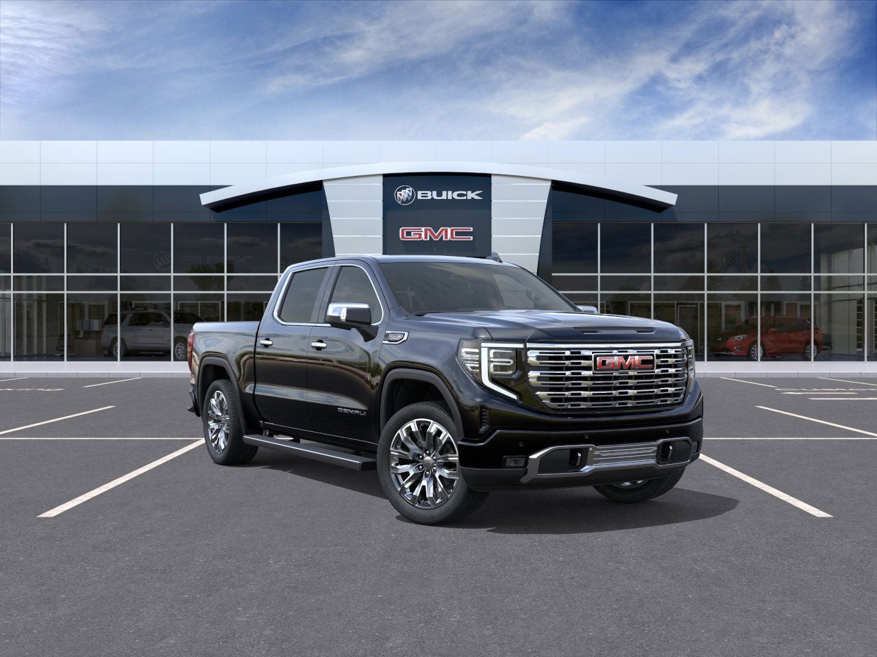 2026 GMC Sierra 1500 Denali in Onyx Black — front three-quarter view